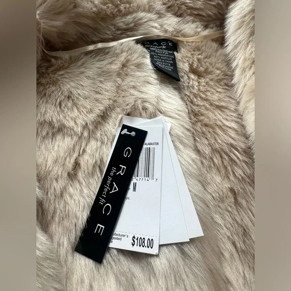 Grace & Lace Taupe Faux Fur Vest Size M NWT - Picture 5 of 6